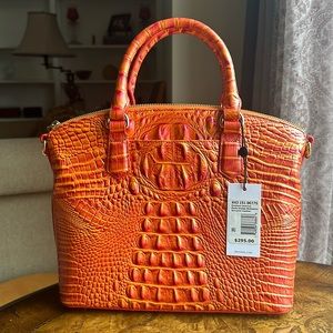 NWT Brahmin Duxbury Satchel Dusty Orange Melbourne Genuine Leather Bag.